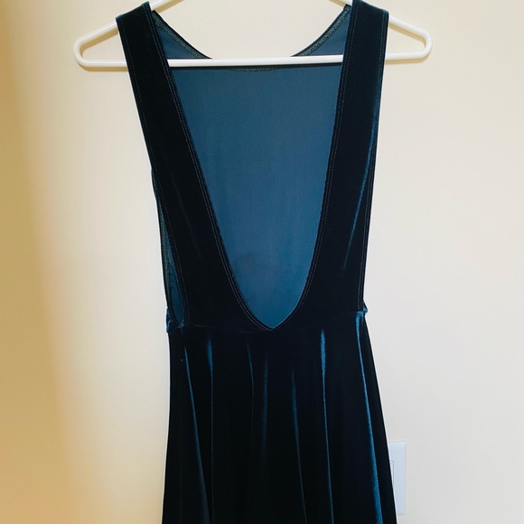 SOLD-AA Green Velvet Skater Dress - Picture 3 of 7